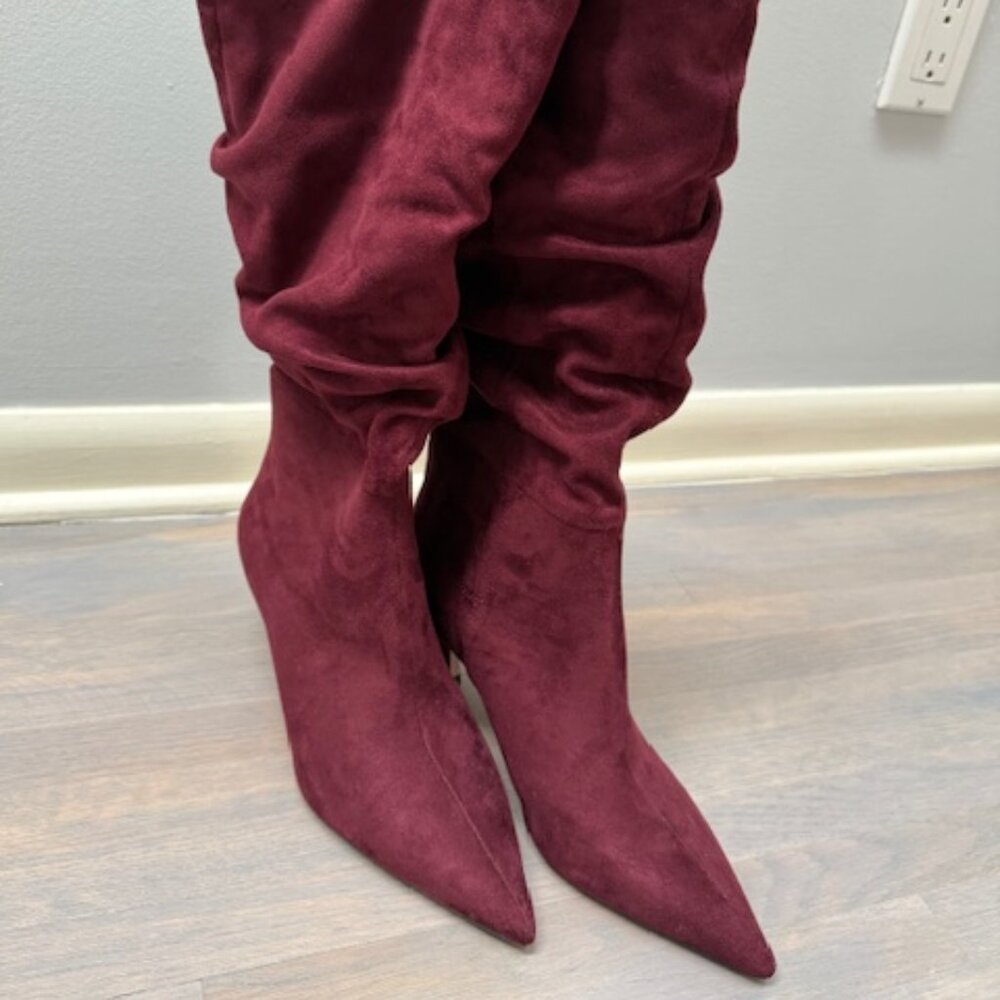 Jessica Simpson Faux Suede Burgundy Boots 8